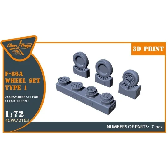 F-86A wheel set type 1 for CP kits, 1/72 - Clear Prop Accessories C...