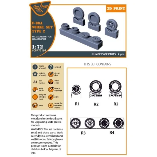 F-86A wheel set type 2 for CP kits, 1/72 - Clear Prop Accessories C...