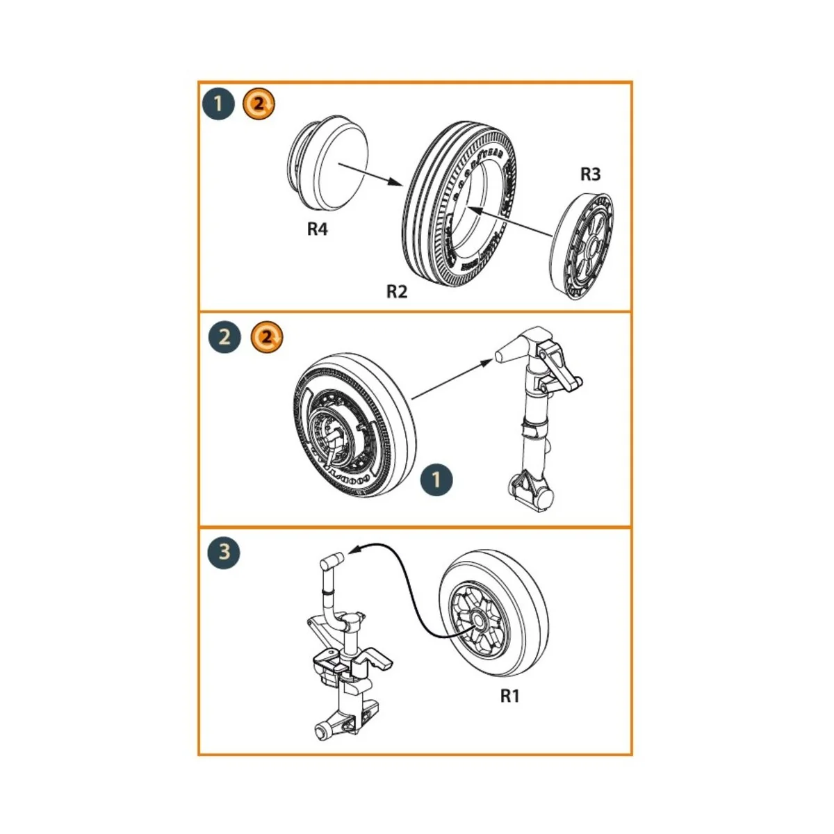 F-86A wheel set type 2 for CP kits, 1/72 - Clear Prop Accessories C...