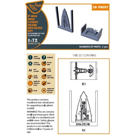 F-86A Open canopy frame detailing set for CP kits, 1/72 - Clear Pro...