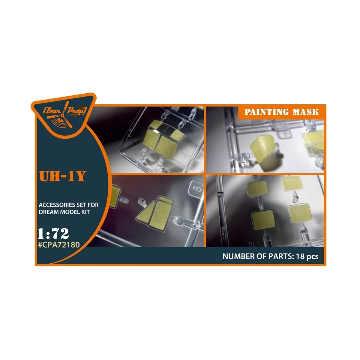 UH-1Y painting mask for Dream Model kits, 1/72 - Clear Prop Accesso...