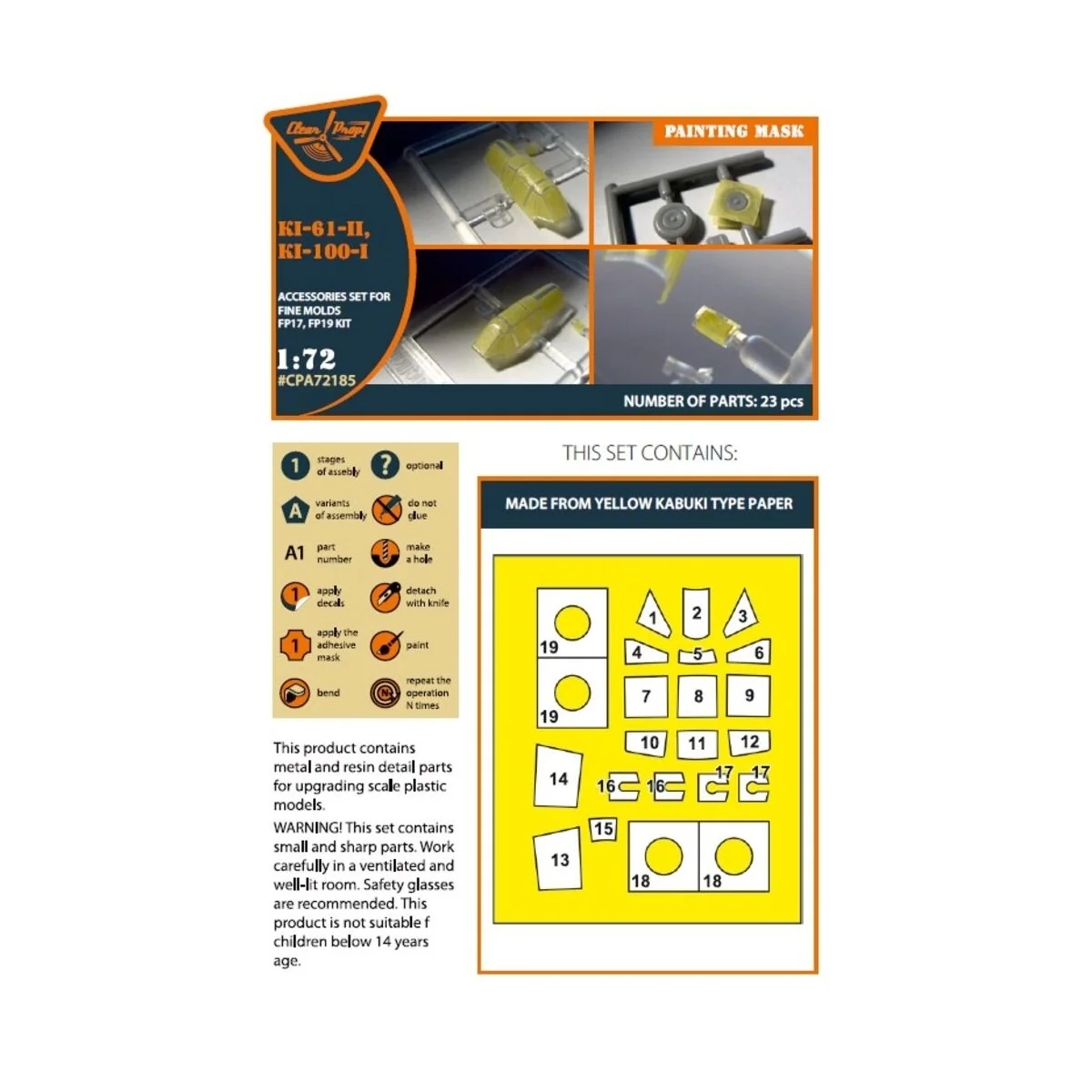 Ki-61-II, Ki-100-I painting mask for Finemolds FP17, FP19 kits, 1/7...