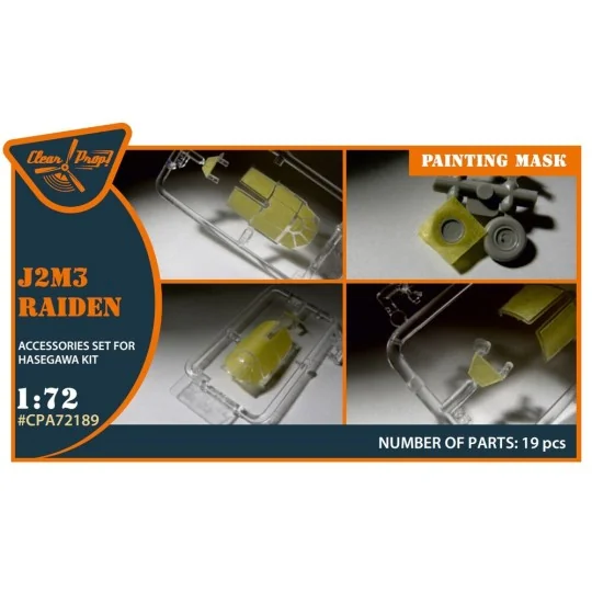 J2M3 Raiden painting mask for Hasegawa kits, 1/72 - Clear Prop Acce...