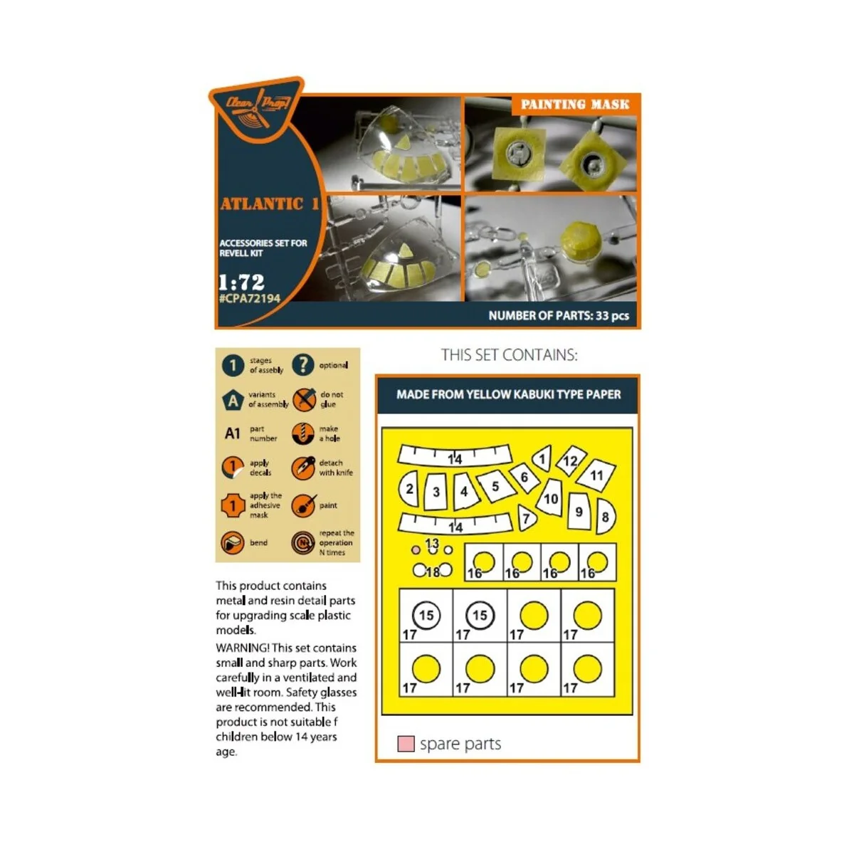 ATLANTIC 1 painting mask for REVELL kit, 1/72 - Clear Prop Accessor...