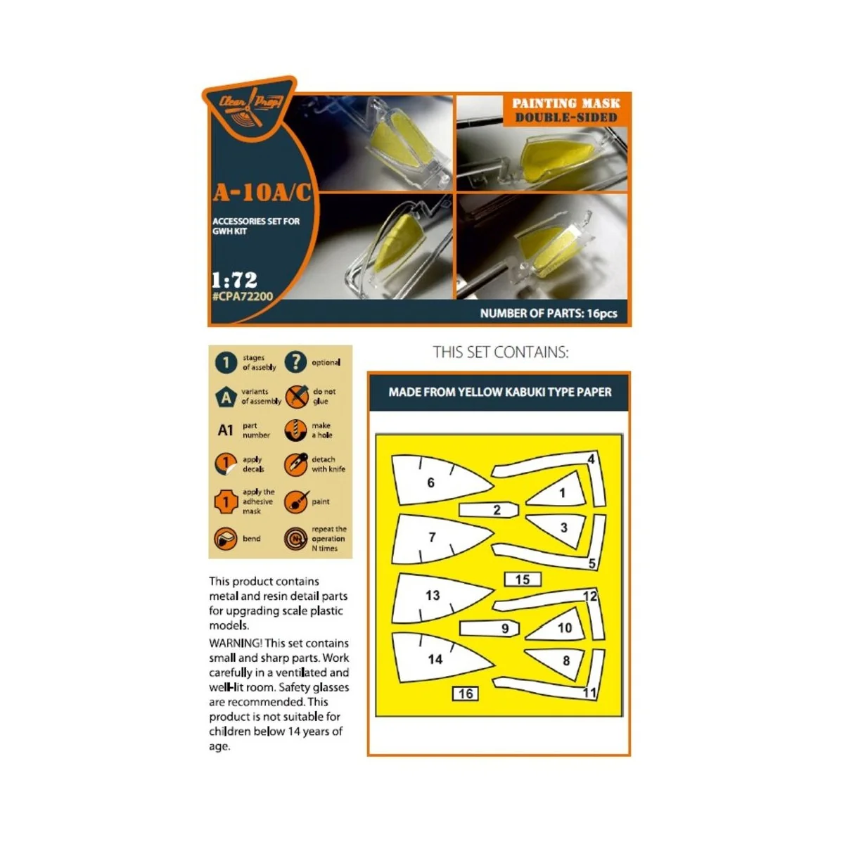 A-10 A/C double-sided painting mask for GWH kit, 1/72 - Clear Prop ...