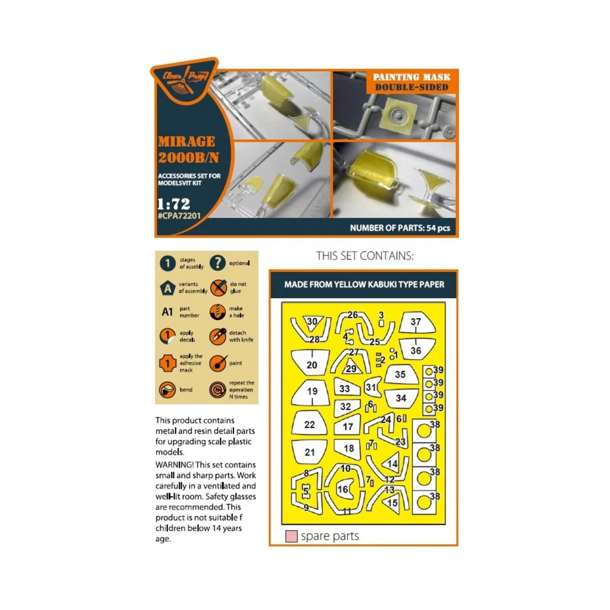 Mirage 2000B/N double-sided painting mask for Modelsvit kit, 1/72 -...