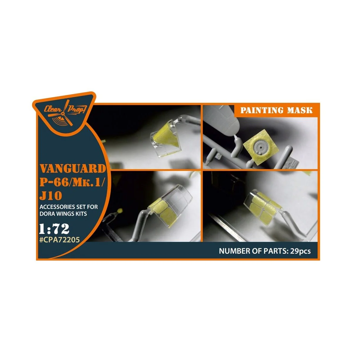 Vanguard P-66/Mk.1/J10 painting mask for Dora Wings kit, 1/72 - Cle...