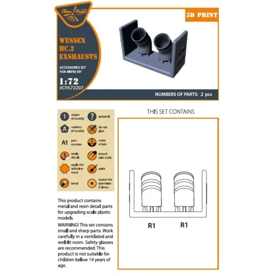 Wessex HC.2 Exhausts for Airfix kit, 1/72 - Clear Prop Accessories ...
