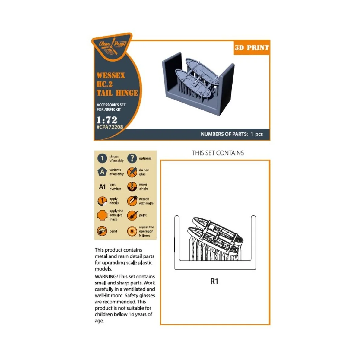 Wessex HC.2 Tail hinge for Airfix kit, 1/72 - Clear Prop Accessorie...