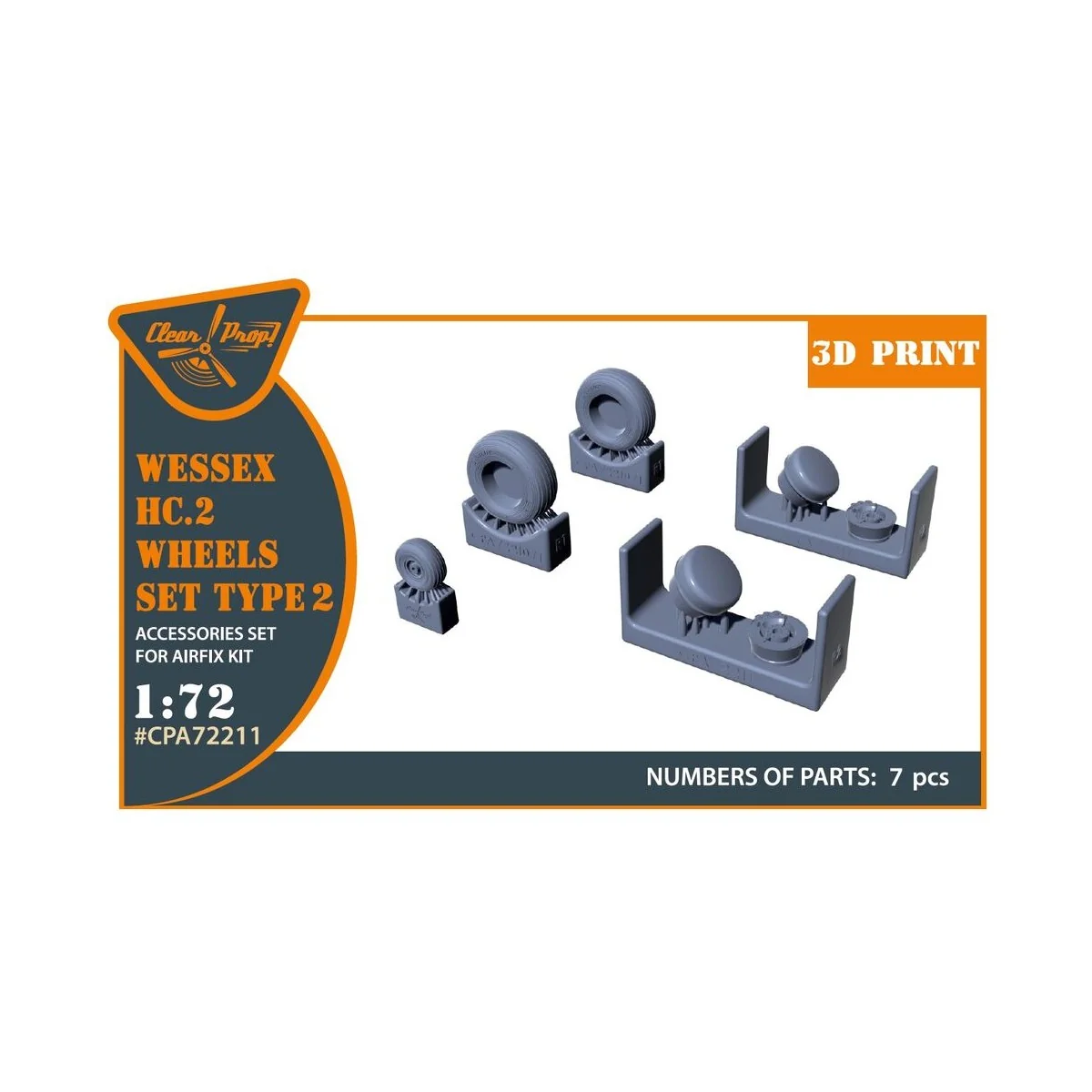 Wessex HC.2 Wheel set type 2 for Airfix kit, 1/72 - Clear Prop Acce...