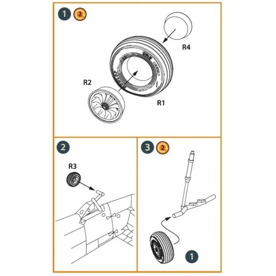 Wessex HC.2 Wheel set type 1 for Airfix kit, 1/72 - Clear Prop Acce...