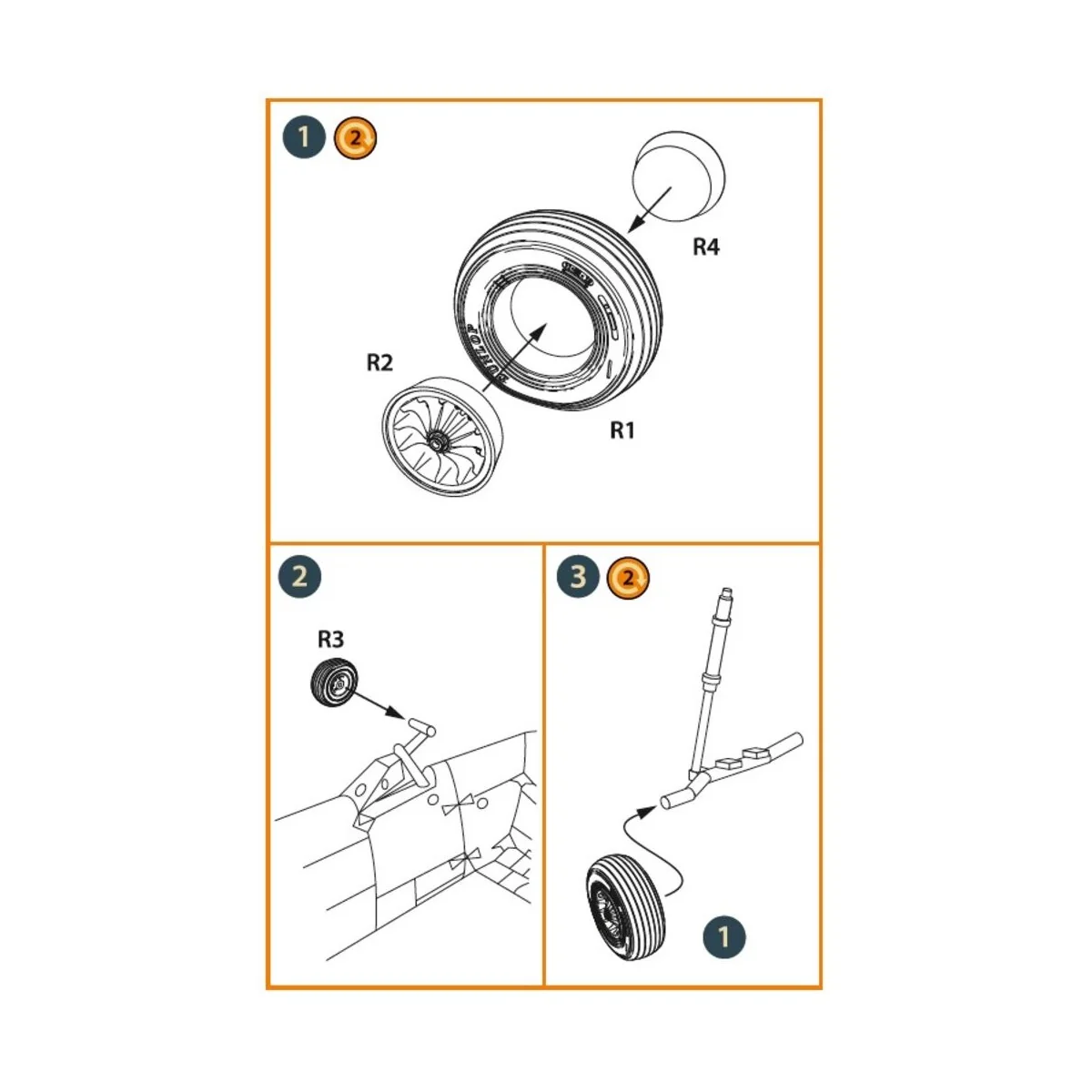 Wessex HC.2 Wheel set type 1 for Airfix kit, 1/72 - Clear Prop Acce...