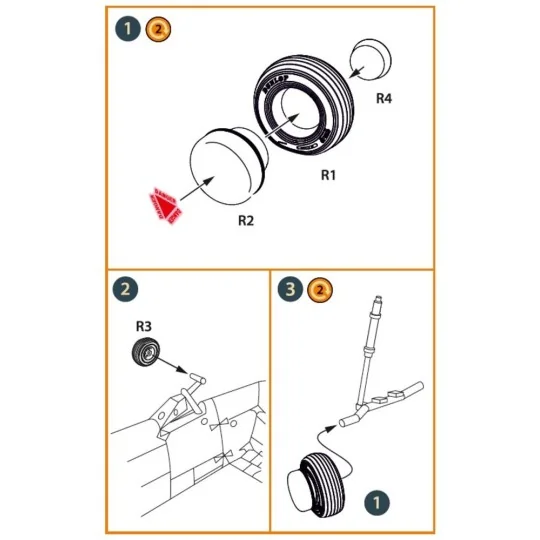 Wessex HC.2 Wheel set type 2 for Airfix kit, 1/72 - Clear Prop Acce...