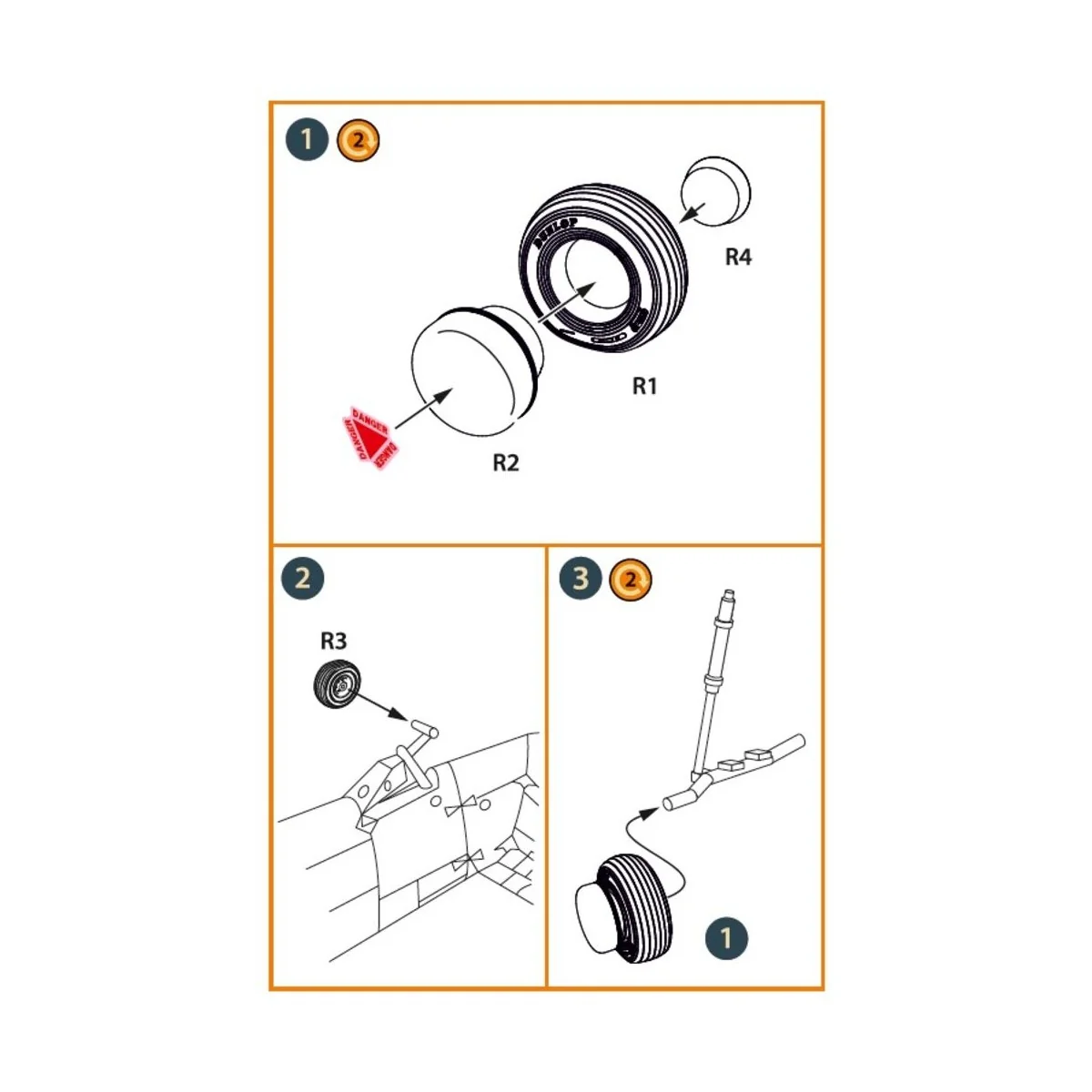 Wessex HC.2 Wheel set type 2 for Airfix kit, 1/72 - Clear Prop Acce...
