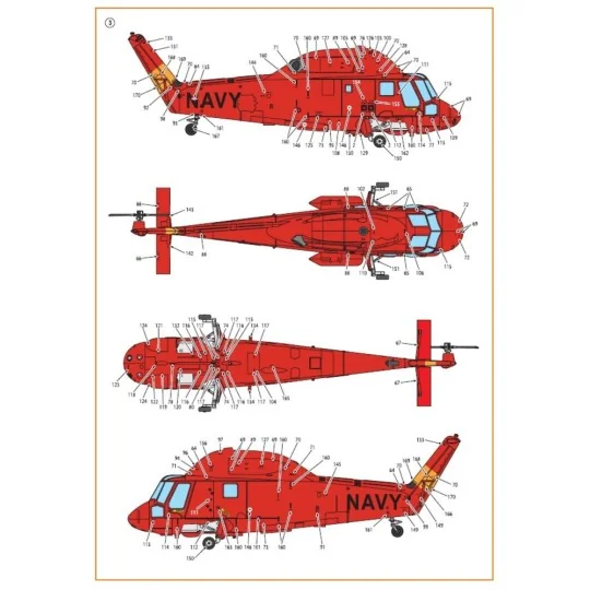 UH-2/SH-2 Seasprite (early version) technical stencils, 1/72 - Clea...