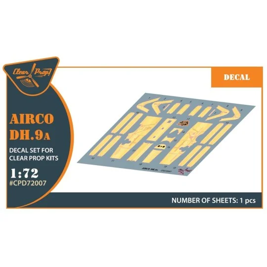 Airco DH.9a decal set for CP kits, 1/72 - Clear Prop Accessories CP...