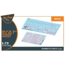 MiG-23ML, MLA, MLD, P, MLAE standard stencils for CP kits and other...