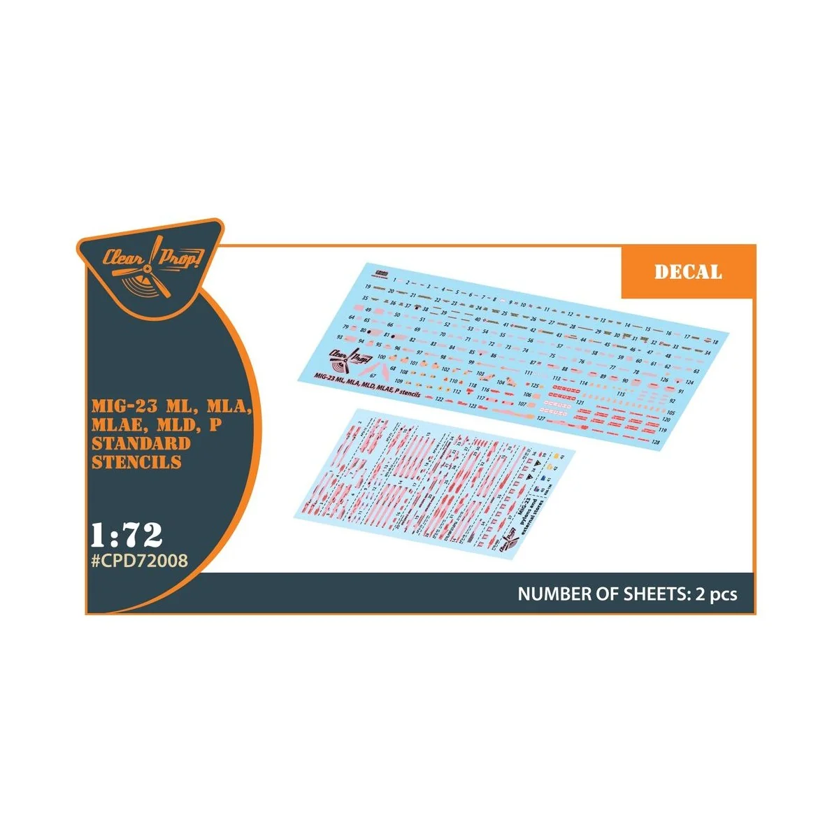 MiG-23ML, MLA, MLD, P, MLAE standard stencils for CP kits and other...