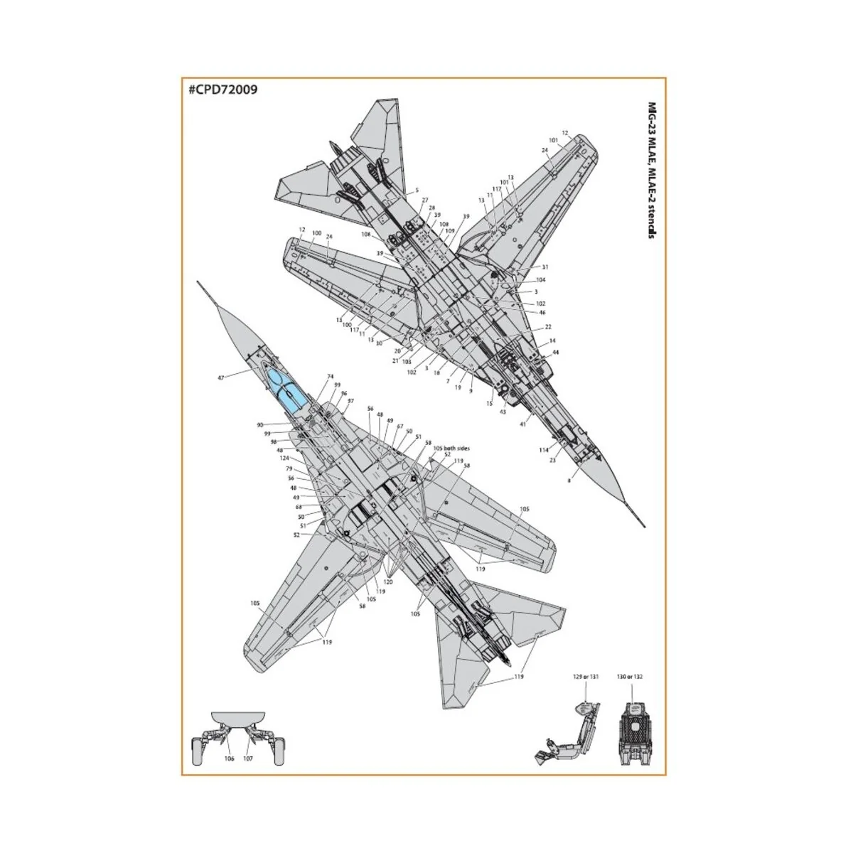 MiG-23ML, MLA, MLD, P, MLAE standard english stencils for CP kits a...