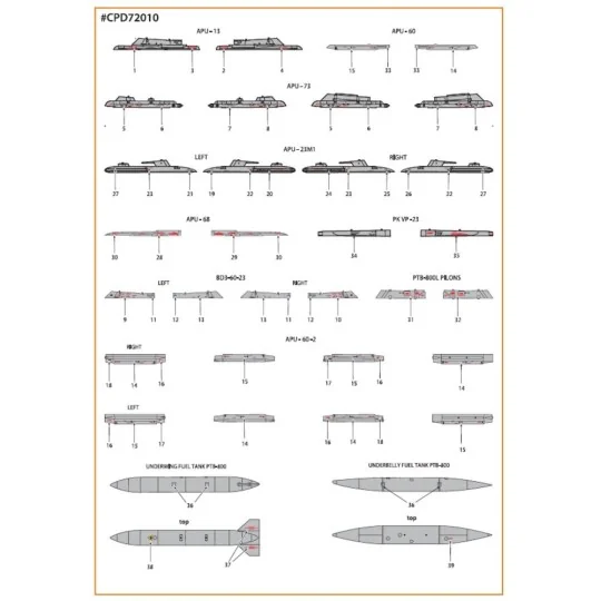 MiG-23ML, MLA standard stencils for grey paint schemes for CP kits ...