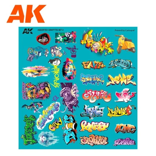 SURTIDO DE CALCAS DE GRAFFITIS - AK Interactive AK9091