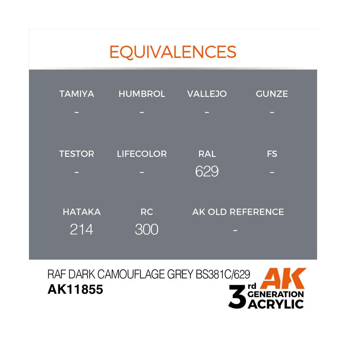 RAF Dark Camouflage Grey BS381C/629 - AK Interactive AK11855