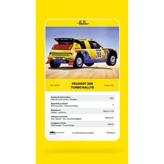 Peugeot 205 Turbo Rallye, 1/43 - Heller 80189