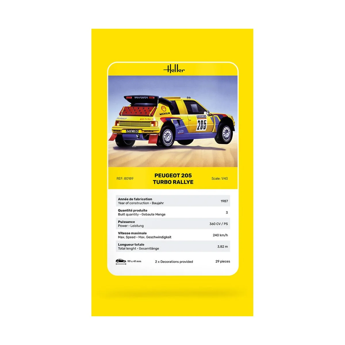 Peugeot 205 Turbo Rallye, 1/43 - Heller 80189