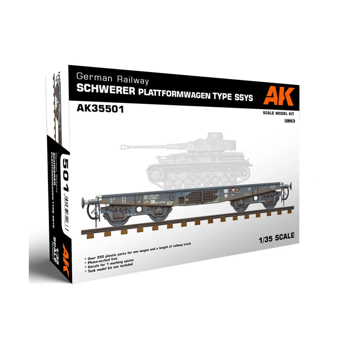 GERMAN RAILWAY SCHWERER PLATTFORMWAGEN TYME SSYS, 1/35 - AK Interac...