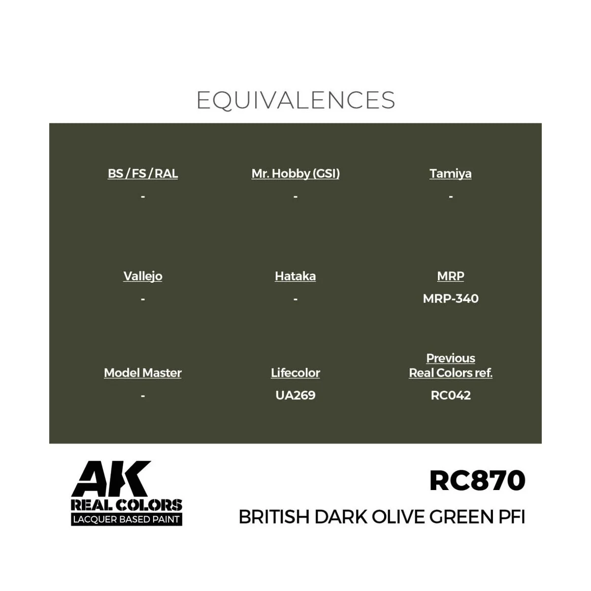 Real Colors: British Dark Olive Green PFI 17 ml. - AK Interactive R...