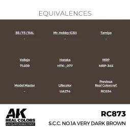 Real Colors: S.C.C. No.1A Very Dark Brown 17 ml. - AK Interactive R... 2