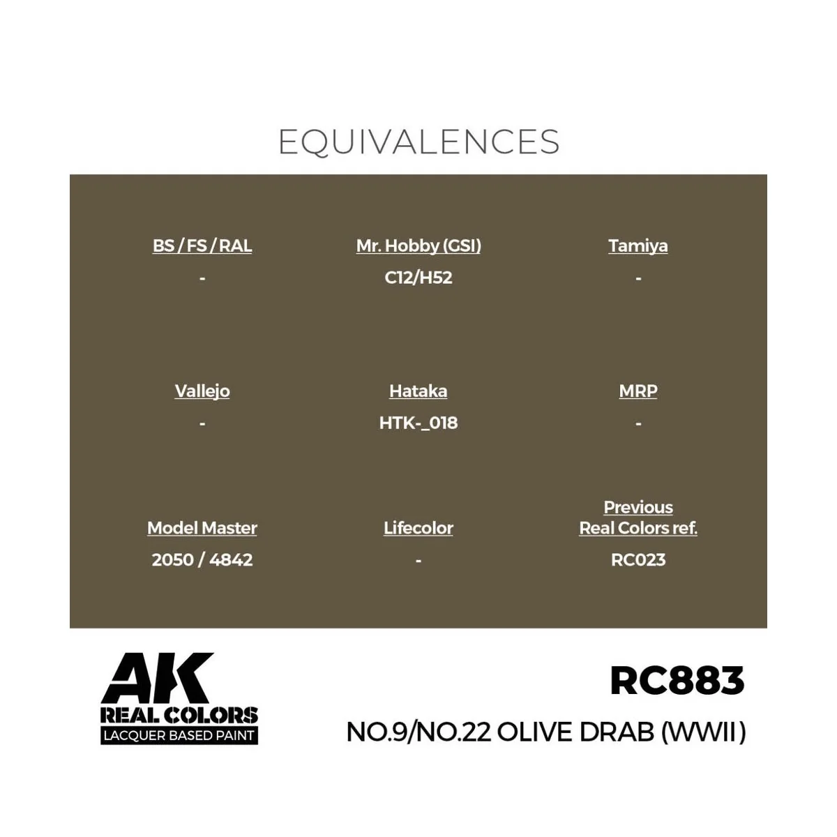 Real Colors: No.9/No.22 Olive Drab (WWII) 17 ml. - AK Interactive R...