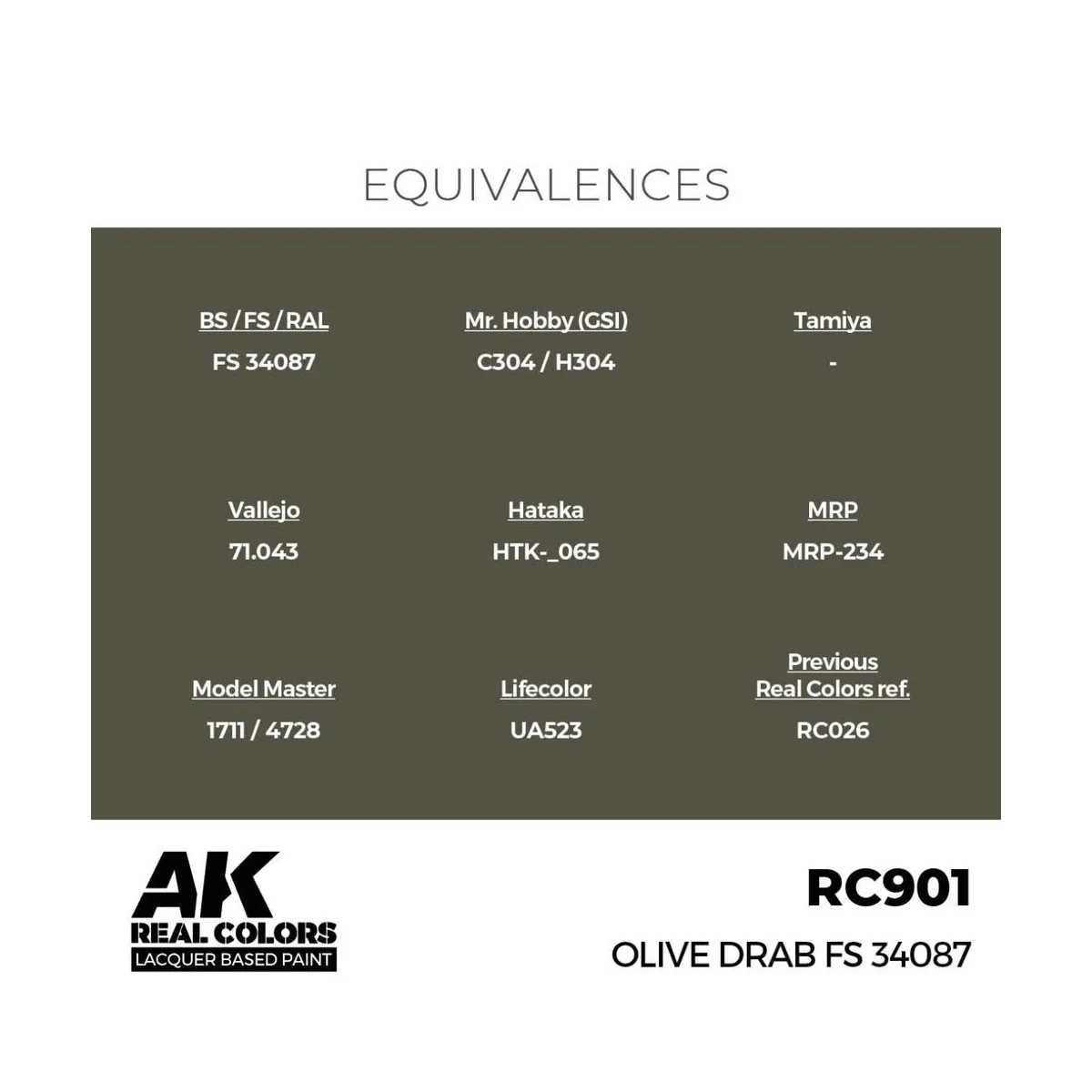 Real Colors: Olive Drab FS 34087 17 ml. - AK Interactive RC901