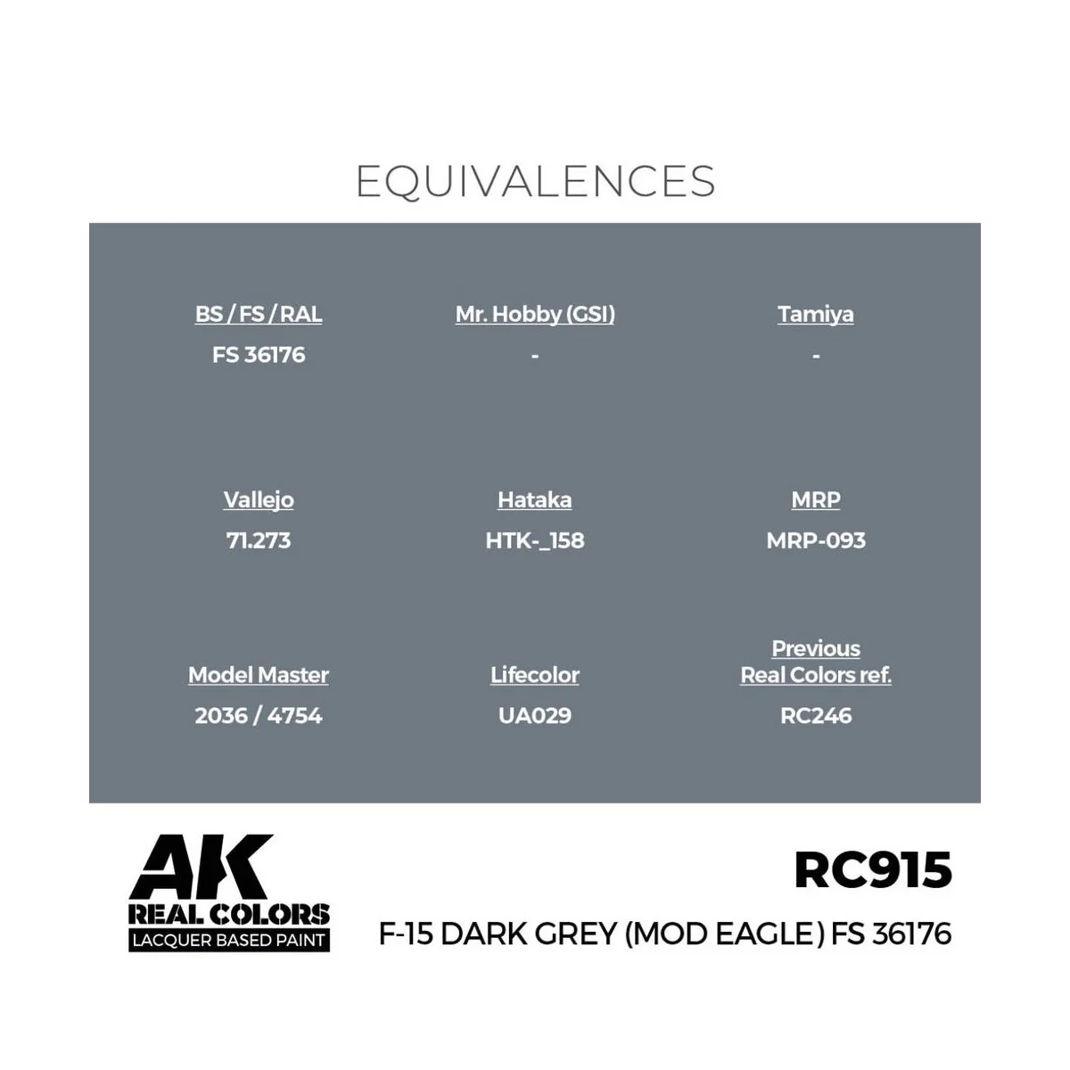 Real Colors: F-15 Dark Grey (MOD EAGLE) FS 36176 17 ml. - AK Intera...