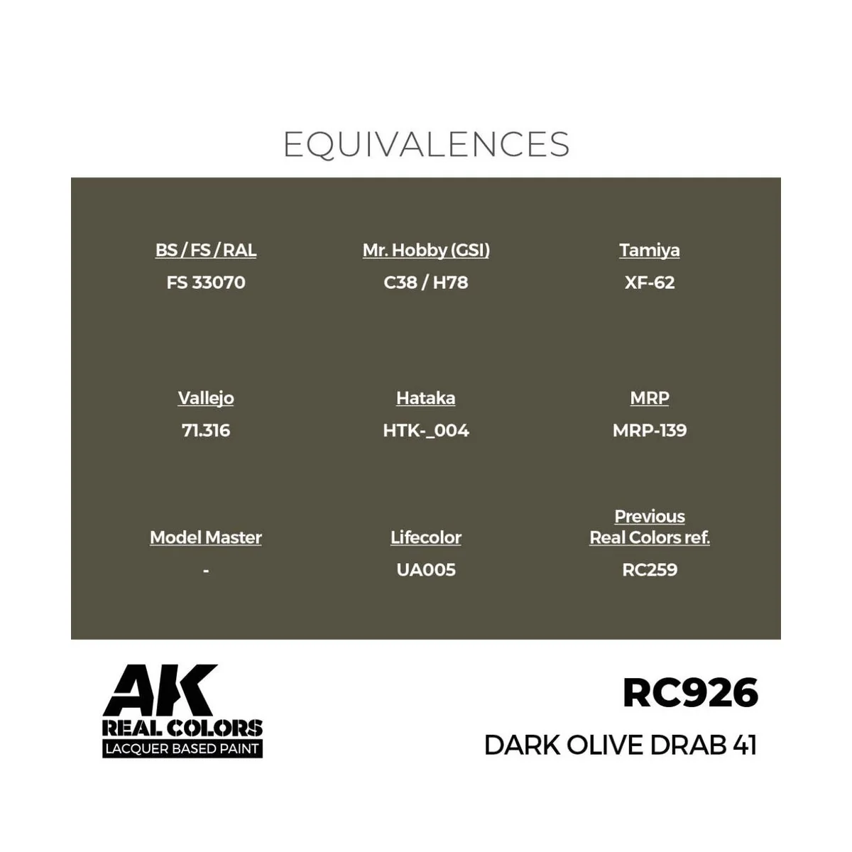 Real Colors: Dark Olive Drab 41 17 ml. - AK Interactive RC926
