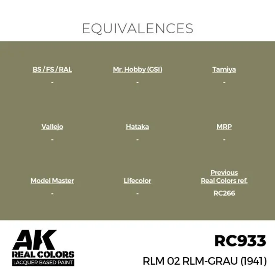 Real Colors: RLM 02 RLM-GRAU (1941) 17 ml. - AK Interactive RC933