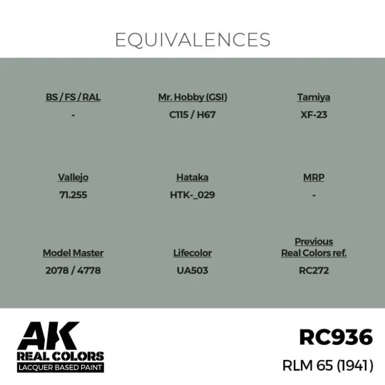 Real Colors: RLM 65 (1941) 17 ml. - AK Interactive RC936