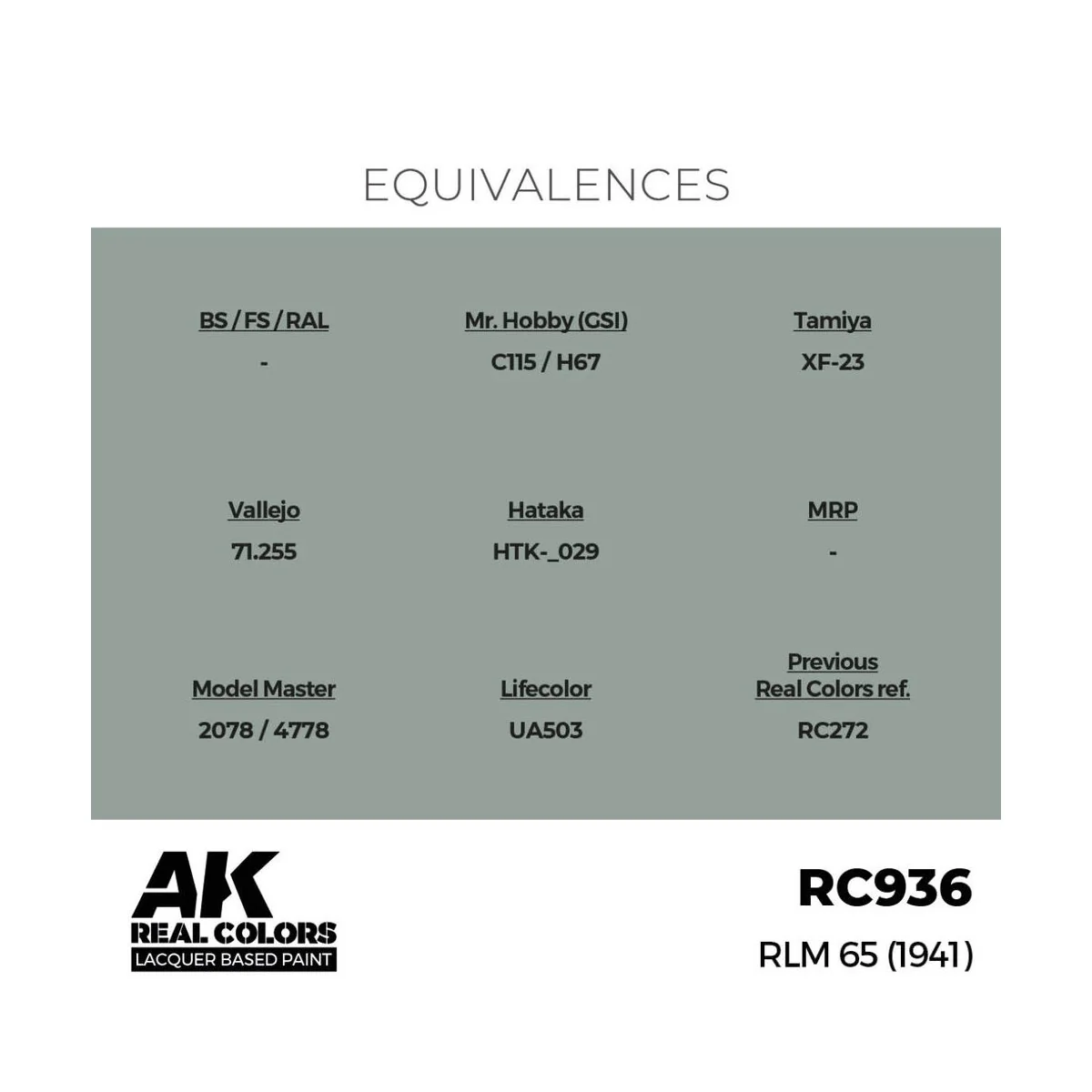 Real Colors: RLM 65 (1941) 17 ml. - AK Interactive RC936