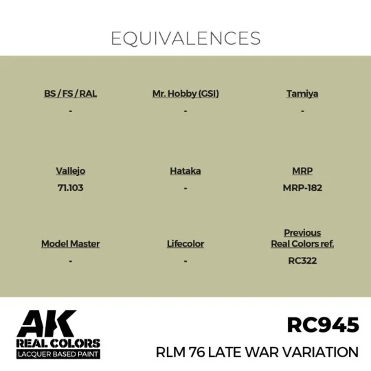Real Colors: RLM 76 Late War Variation 17 ml. - AK Interactive RC945