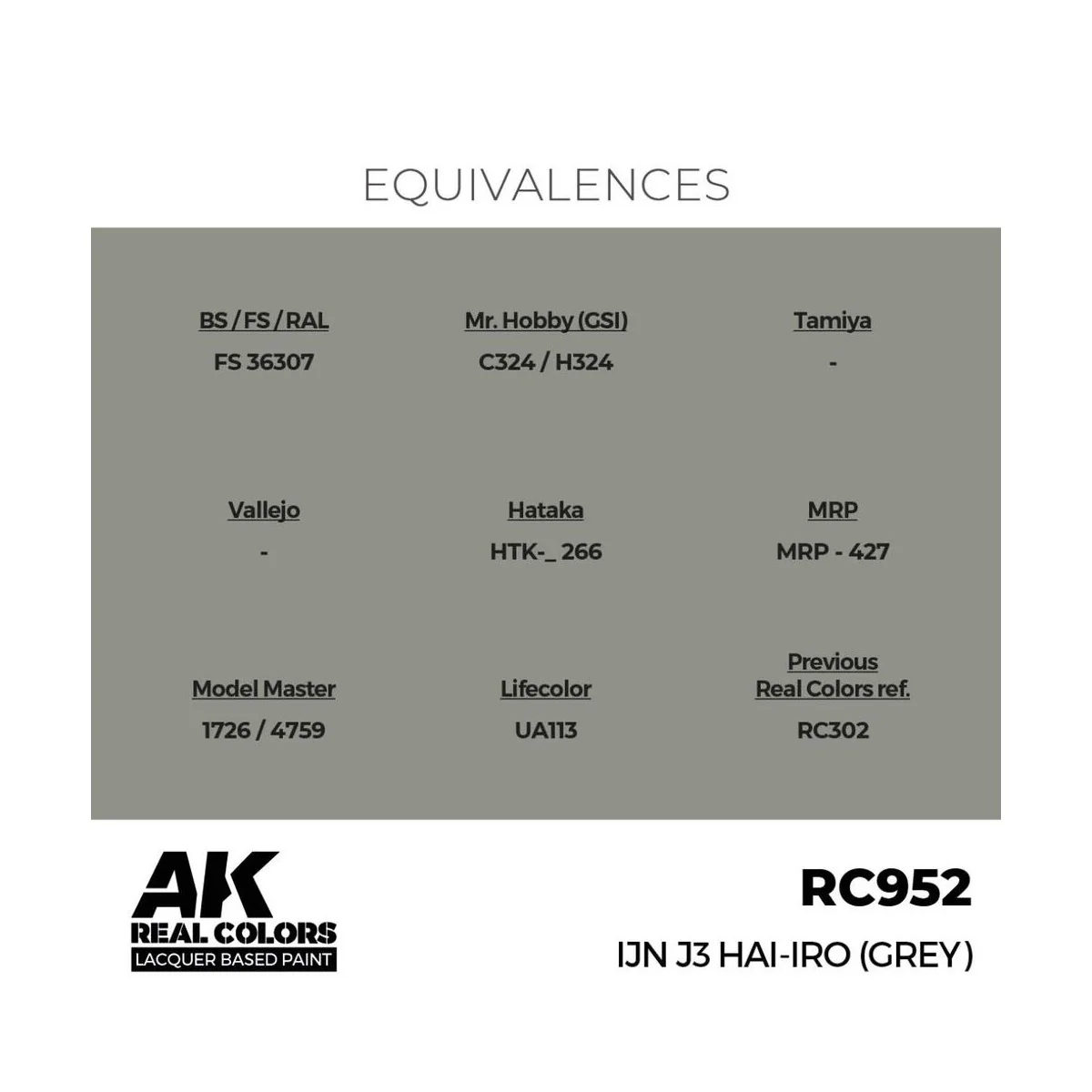 Real Colors: IJN J3 HAI-IRO (GREY) 17 ml. - AK Interactive RC952