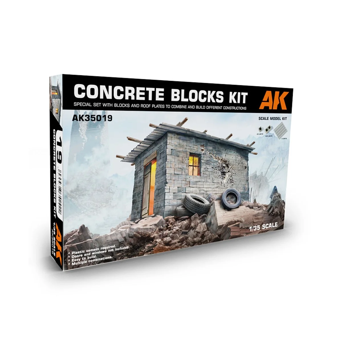 CONCRETE BLOCKS KIT 1/35 Scale, 1/35 - AK Interactive AK35019