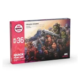 QUICK PAINT SET - 36 QUICK GEN COLORS (+2 FREE BRUSHES) - AK Intera...