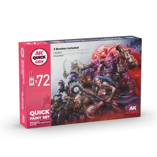 QUICK PAINT SET - 72 QUICK GEN COLORS (+2 MEDIUM 18ML +2 FREE BRUSH...