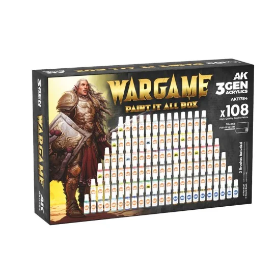 WARGAME PAINT IT ALL BOX 108 COLORS 3GEN - AK Interactive AK11784