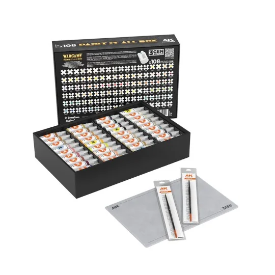 WARGAME PAINT IT ALL BOX 108 COLORS 3GEN - AK Interactive AK11784