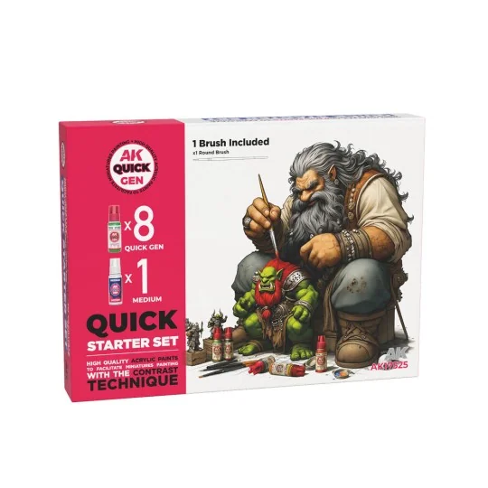 QUICK STARTER SET (8 QUICK GEN + 1 MEDIUM + 1 FREE BRUSH) - AK Inte...
