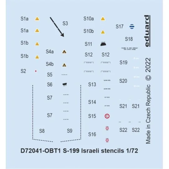 S-199 Israeli stencils, 1/72 - Eduard Accessories D72041