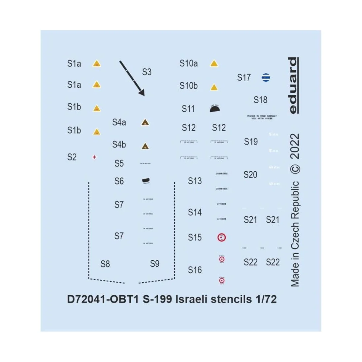 S-199 Israeli stencils 1/72 - Eduard Accessories D72041