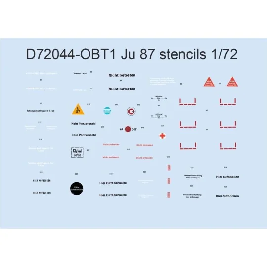 Ju 87 stencils for ACADEMY/AIRFIX/ITALERI/REVELL - Eduard Accessori...