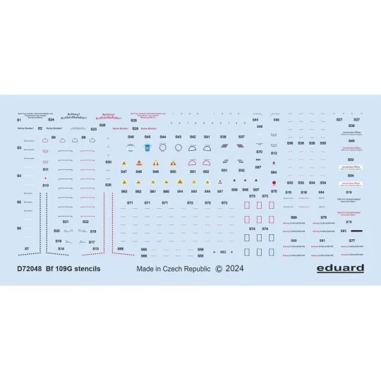 Bf 109G stencils, 1/72 - Eduard Accessories D72048 Bf 109G stencils, 1/72 - Eduard Accessories D72048